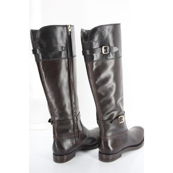 Enzo Angiolini Eero Black Brown Leather Tall Riding Boots Size 7 New Womens Knee - Picture 8 of 10